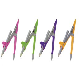 Cyrkiel z ołówkiem 2-elementowy kolorowy mix 4 kolorów w displeju Fun&Joy