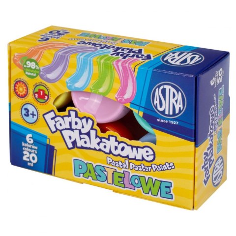 Farby plakatowe Astra pastelowe kolor: mix 20ml 6 kolor. (301121001) Astra