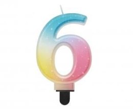 Świeczka urodzinowa cyferka 6, ombre, pastelowa, 8 cm Godan (SF-OPA6) Godan