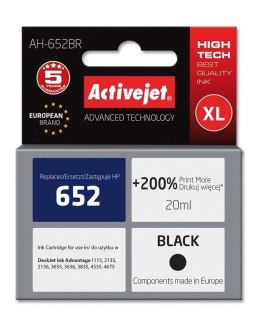 Tusz (cartridge) alternatywny HP 652 F6V25AE czarny 20ml Activejet (EXPACJAHP0236) Activejet