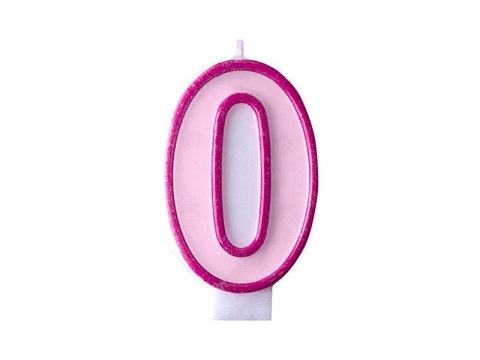 Świeczka urodzinowa Cyferka 0 w kolorze różowym 7 centymetrów Partydeco (SCU1-0-006) Partydeco
