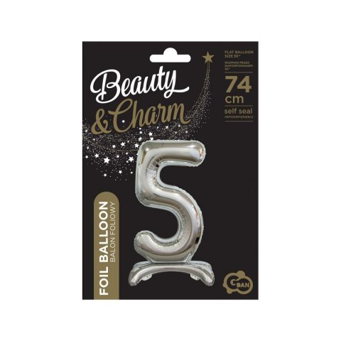 Balon gumowy Godan Beauty&Charm cyfra stojąca srebrna srebrna 30cal (BC-ASS5) Godan