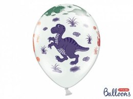 Balon gumowy Partydeco Dinozaury, Pastel Pure White biały 300mm 20cal (SB14P-159-008-6) Partydeco