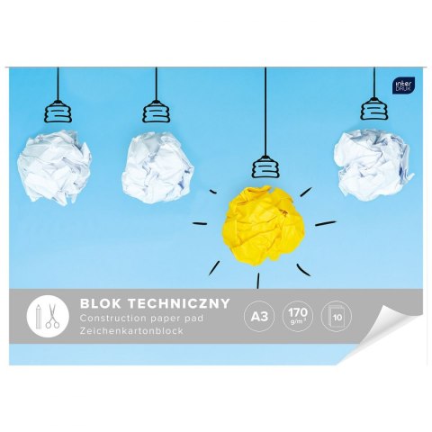 Blok techniczny Interdruk A3 biały 170g 10k (BLTA3) Interdruk