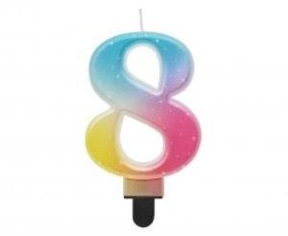 Świeczka urodzinowa cyferka 8, ombre, pastelowa, 8 cm Godan (SF-OPA8) Godan