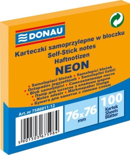 Notes samoprzylepny Donau Neon pomarańczowy 100k [mm:] 76x76 (7586011-12) Donau