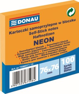 Notes samoprzylepny Donau Neon pomarańczowy 100k [mm:] 76x76 (7586011-12) Donau