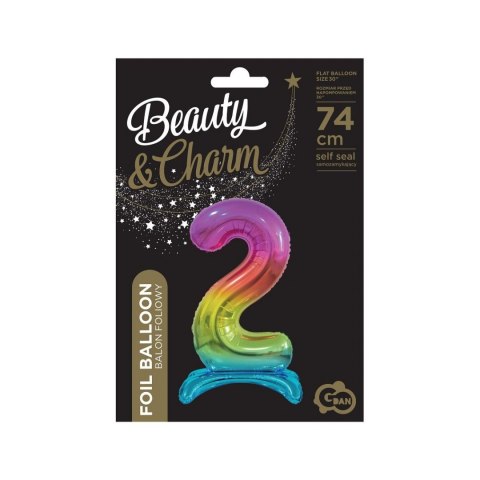 Balon gumowy Godan Beauty&Charm cyfra stojąca tęczowa tęczowa 750mm 30cal (BC-AST2) Godan