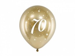 Balon gumowy Partydeco Glossy 70 urodziny złoty 300mm (CHB14-1-70-019-6) Partydeco