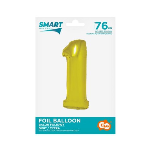 Balon foliowy Godan Smart cyfra 1 złota 76cm (CH-SZLI) Godan