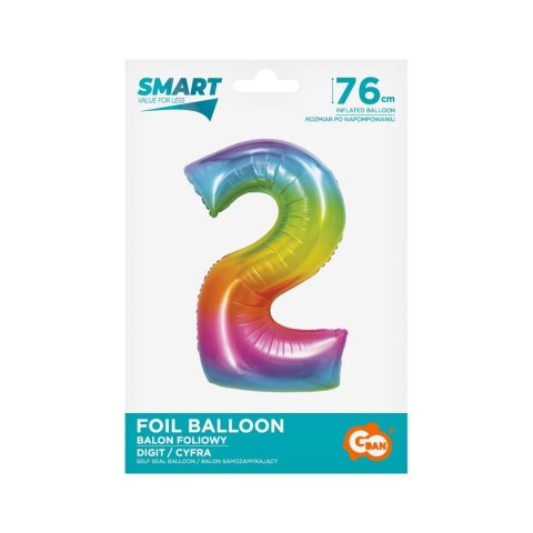 Balon foliowy Godan Smart cyfra 2 tęcza 76cm (CH-STC2) Godan