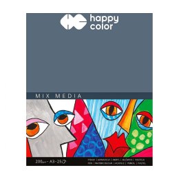 Blok rysunkowy Happy Color mix media A3 biały 200g 25k (HA 3720 3040-A25) Happy Color