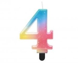 Świeczka urodzinowa cyferka 4, ombre, pastelowa, 8 cm Godan (SF-OPA4) Godan