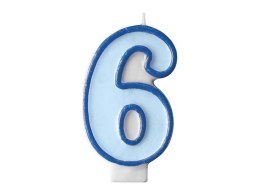 Świeczka urodzinowa Cyferka 6 w kolorze niebieskim 7 centymetrów Partydeco (SCU1-6-001) Partydeco