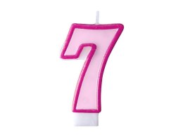 Świeczka urodzinowa Cyferka 7 w kolorze różowym 7 centymetrów Partydeco (SCU1-7-006) Partydeco