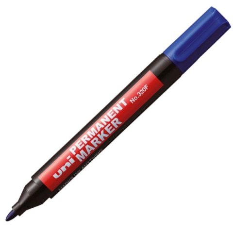 Marker permanentny Uni, niebieski 1,0-3,0mm okrągła końcówka (NO-320F) Uni