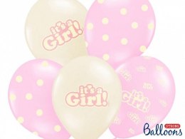 Balon gumowy Partydeco Its a Girl, Pastel Mix mix 300mm (SB14P-252-000-6) Partydeco