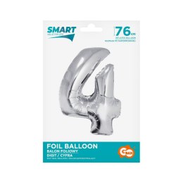 Balon foliowy Godan Smart cyfra 4 srebrna 76cm (CH-SSR4) Godan