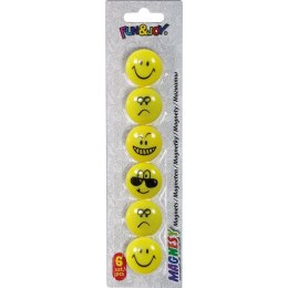 Magnes Smiley okrągły żółty śr. 29mm Fun&Joy 6 sztuk Fun&Joy