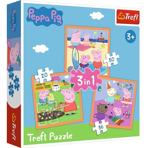 Puzzle Trefl Pomysłowa Świnka Peppa 3w1 el. (34852) Trefl