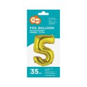 Balon foliowy Godan cyfra 5 złoty 35 cm (FG-C35Z5) Godan