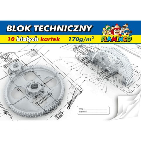 Blok techniczny Flamingo A4 biały 170g 10k [mm:] 210x297 Flamingo