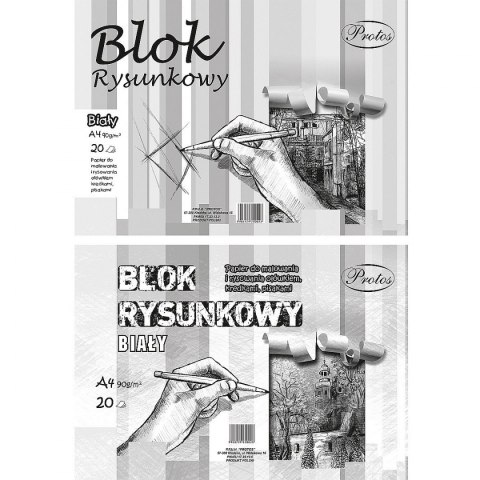 Blok rysunkowy Protos A4 biały 90g 20k Protos