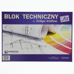 Blok techniczny Wektor A3 biały 160g 10k Wektor