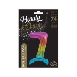 Balon gumowy Godan Beauty&Charm cyfra stojąca tęczowa tęczowa 750mm 30cal (BC-AST7) Godan