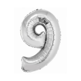 Balon foliowy Godan Smart cyfra 9 srebrna 76cm (CH-SSR9) Godan