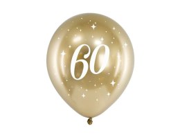 Balon gumowy Partydeco Glossy 60 urodziny złoty 300mm (CHB14-1-60-019-6) Partydeco