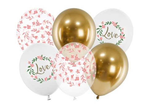 Balon gumowy Partydeco Love, mix mix 300mm (SB14P-321-000-6) Partydeco