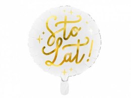 Balon foliowy Partydeco Sto lat!, 35cm, biały 14cal (FB59) Partydeco