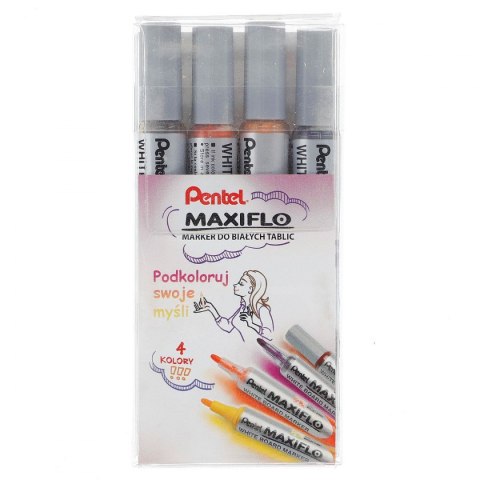 Marker suchościeralny Pentel, 4 kolory 1,1-2,2mm okrągła końcówka (MWL5S-4W) Pentel