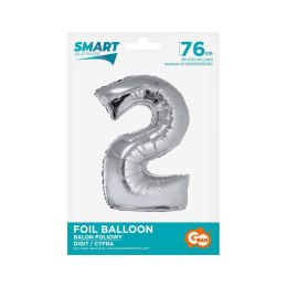 Balon foliowy Godan Smart cyfra 2 srebrna 76cm (CH-SSR2) Godan