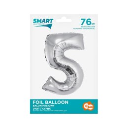 Balon foliowy Godan Smart cyfra 5 srebrna 76cm (CH-SSR5) Godan