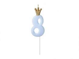 Świeczka urodzinowa Cyferka 8, jasny niebieski, 9.5cm Partydeco (SCU6-8-001J) Partydeco