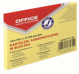 Notes samoprzylepny Office Products żółty jasny 100k [mm:] 101x76 (14047711-06) Office Products