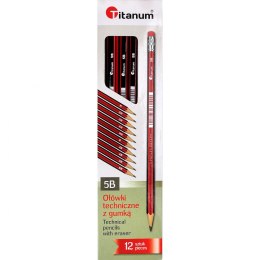 Ołówek techniczny Titanum 5B z gumką 12 szt. Titanum