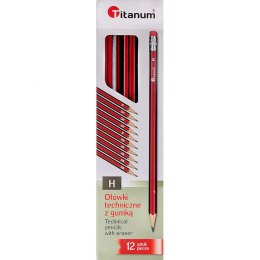 Ołówek techniczny Titanum H z gumką 12 szt. Titanum