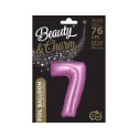 Balon foliowy Godan Beauty&Charm Cyfra 7 satynowy róż 76cm (CH-BSR7) Godan