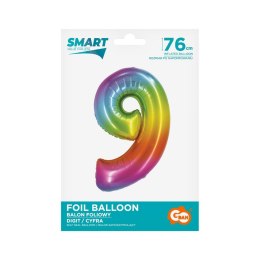 Balon foliowy Godan Smart cyfra 9 tęcza 76cm (CH-STC9) Godan