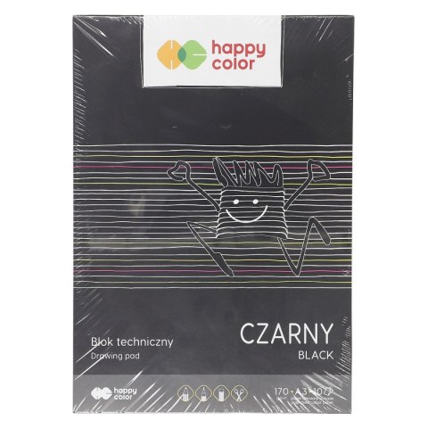 Blok techniczny Happy Color A3 czarny 170g 10k (HA 3717 3040-9) Happy Color