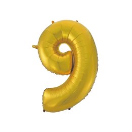 Balon foliowy Godan złoty matowy cyfra 9 45 cali 45cal (hs-c45zm9) Godan