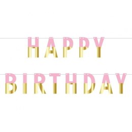 Girlanda papierowa (zrób to sam) Happy Birthday, różowo-złota, dł. 160 cm Godan (PF-GURZ) Godan