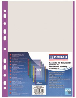 Koszulki na dokumenty Donau krystaliczna A4 kolor: przezroczysty typu L 40 mic. (1774100PL) Donau