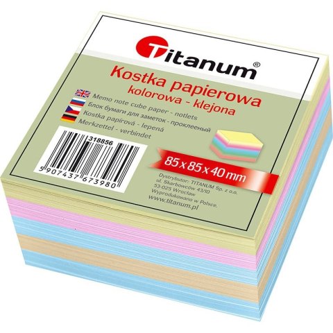 Kostka papierowa klejona mała mix [mm:] 85x85x 40 Titanum Titanum