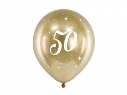 Balon gumowy Partydeco Glossy 50 urodziny złoty 300mm (CHB14-1-50-019-6) Partydeco