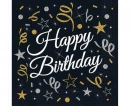 Serwetki Happy Birthday CZARNY papier [mm:] 330x330 Godan (PW-SHBI) Godan