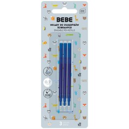 Wkład do długopisu Bebe wymazywalny 3szt 5902277331861, niebieski 0,7mm Bebe